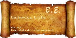 Balkovics Erika névjegykártya